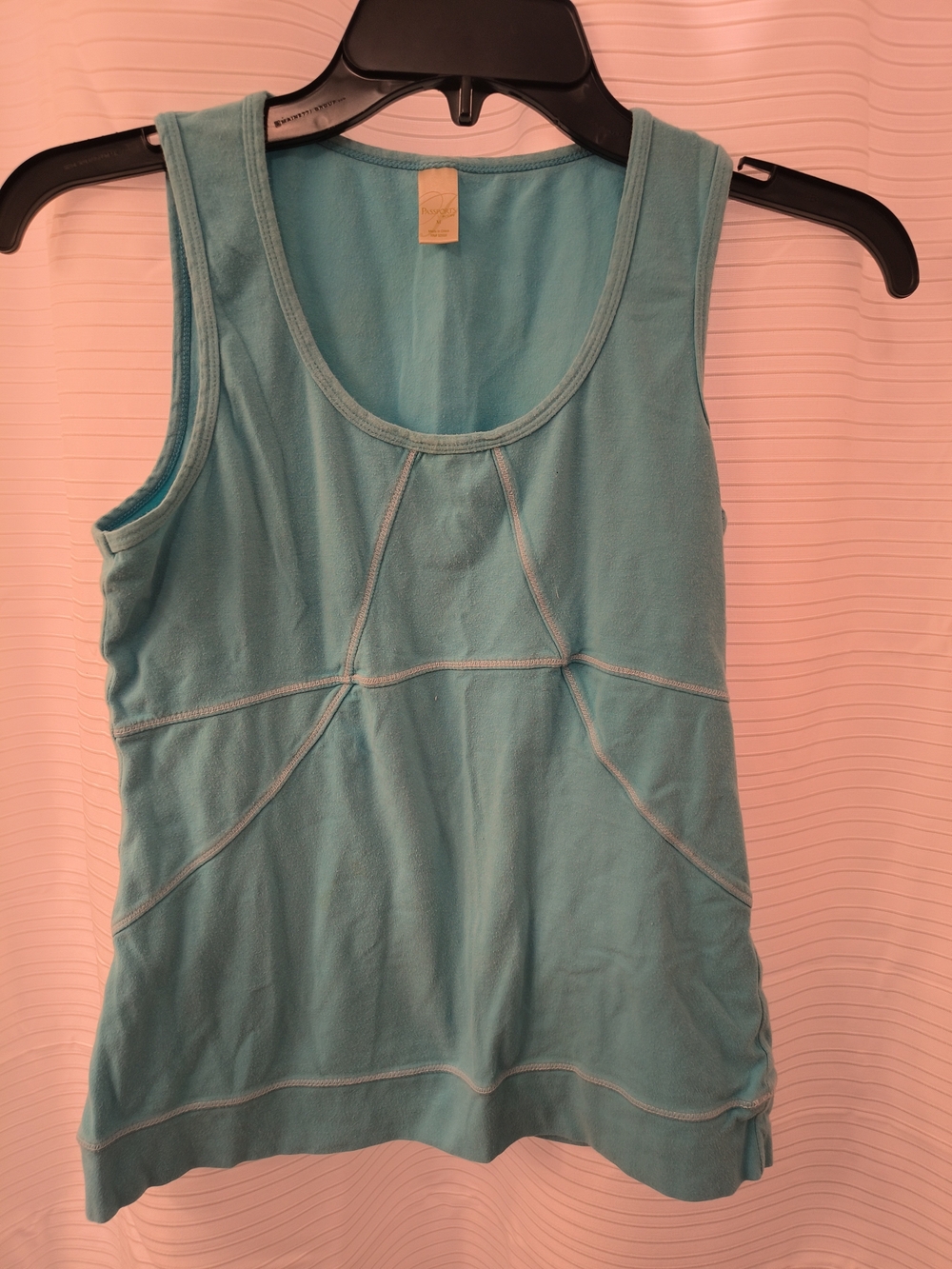 Passport Aqua Teal Panel-Trim Tank Top